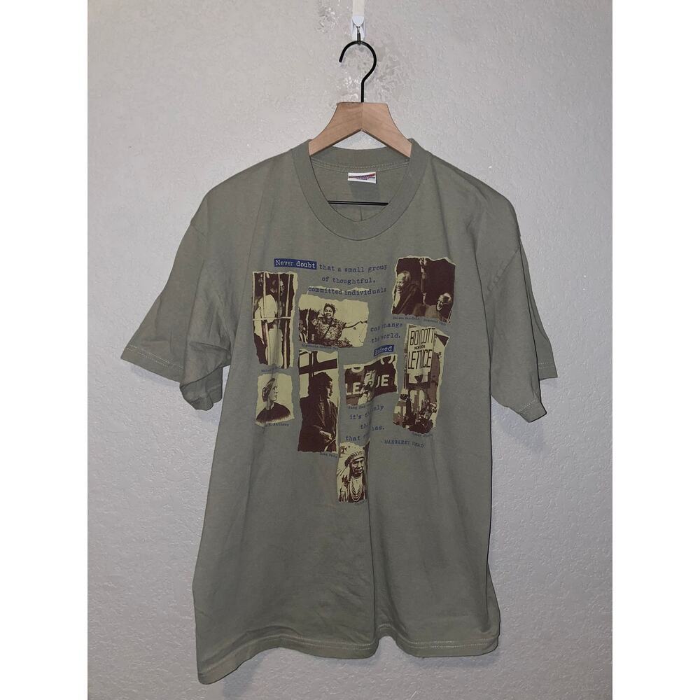 Vintage Never Doubt Shirt Margaret Mead Change The World Icons Green XL Tee Y2K